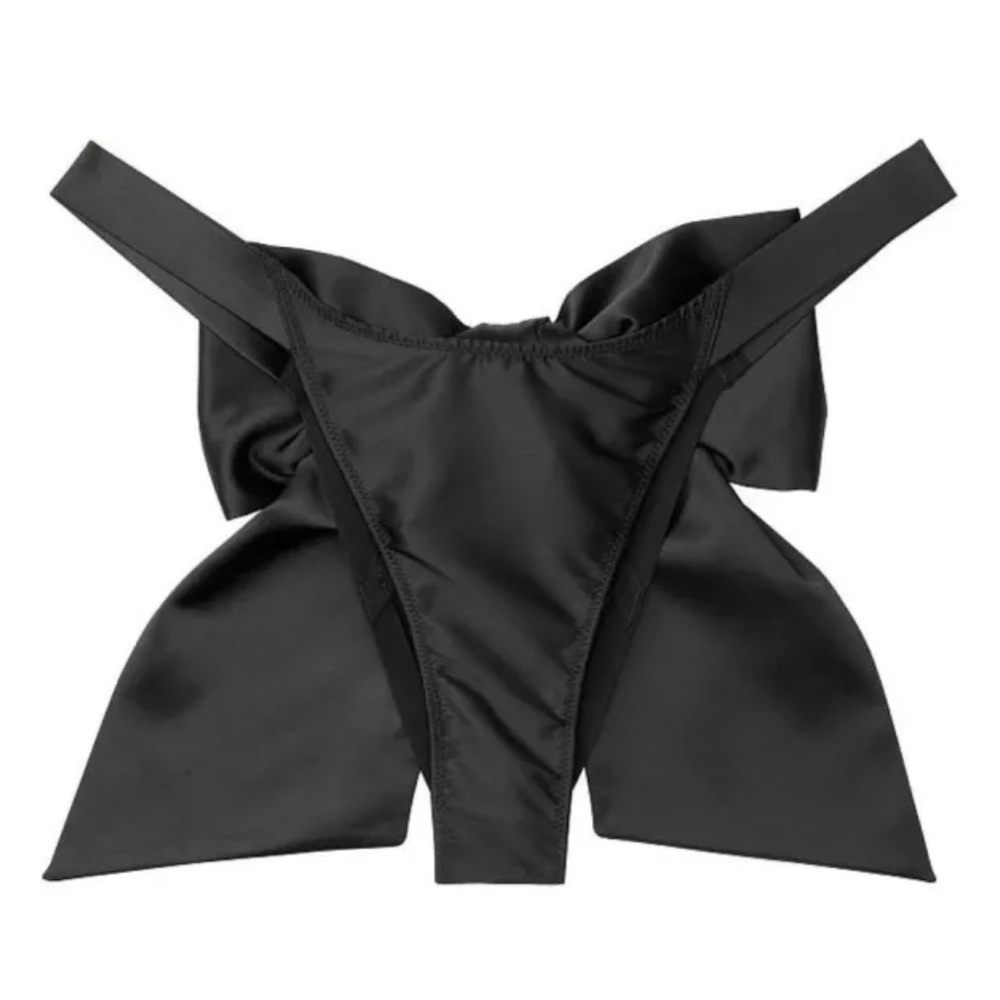 Elegant Black Satin Thong